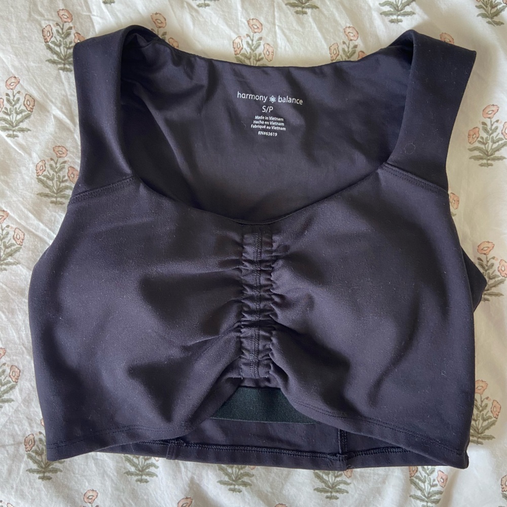 Harmony Balance Black Ruched Sports Bra/Top
